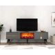 HANAH HOME TV komoda sa LED kaminom Vania Fireplace, crna/zlatna - 475OLV2651