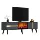 HANAH HOME TV komoda sa LED kaminom Vania Fireplace, crna/zlatna - 475OLV2651