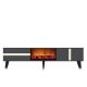 HANAH HOME TV komoda sa LED kaminom Vania Fireplace, crna/zlatna - 475OLV2651