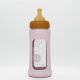 Hevea staklena flašica sa širokim otvorom i zaštitnim rukavom 1 kom, 250ml/8.5oz, Puder roza - 478609