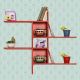 HANAH HOME Zidna polica Raf-04-Kk-1, crvena - 479ADR1752