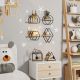 HANAH HOME Zidna polica Minyatur Raflar 6/1, krem/crna - 498HFT1122