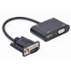 GEMBIRD A-VGA-HDMI-02 VGA to HDMI + VGA adapter cable, 0.15 m, black - 43683
