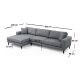 ATELIER DEL SOFA Ugaona garnitura Nordic, leva, tamnosiva - 560ARE1112