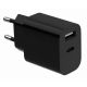 GEMBIRD Univerzalni punjač 2-port USB-A+ USB-C TA-UC-2AC12-01-BK, crna - 46833