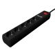 GEMBIRD Produzni kabl sa zastitom, 5 uticnica SPG5-U2-5-02 , 5V/2A USB-A 16A, 1.5m, crna - 47066