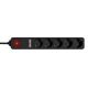 GEMBIRD Produzni kabl sa zastitom, 5 uticnica SPG5-U2-5-02 , 5V/2A USB-A 16A, 1.5m, crna - 47066