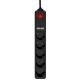 GEMBIRD Produzni kabl sa zastitom, 5 uticnica SPG5-U2-5-02 , 5V/2A USB-A 16A, 1.5m, crna - 47066