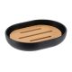 TENDANCE Ovalna posuda za sapuna 9.5x12x9.5cm, bambus/crna - 6474237