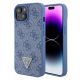LICENSED GUESS GUESS Maska za iPhone 15 LEATHER 4G TRIANGLE STRASS, plava - 200852-1