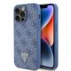 LICENSED GUESS GUESS maska za iPhone 15 Pro Max LEATHER 4G TRIANGLE STRASS, plava - GUHCP15XP4TDPB