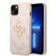 LICENSED GUESS GUESS maska za iPhone 15 LEATHER 4G METAL LOGO, roza - GUHCP15S4GMGPI