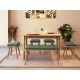 HANAH HOME Set trpezarijski sto i stolice Vina Mini 06 1070, svetlobraon/zelena - 869VEL8822