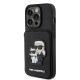 LICENSED KARL LAGERFELD Maska za iPhone 15 Pro SAFFIANO CARDSLOTS AND STAND K&C PATCH, crna - 200837-1