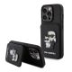 LICENSED KARL LAGERFELD Maska za iPhone 15 Pro SAFFIANO CARDSLOTS AND STAND K&C PATCH, crna - 200837-1