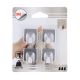 TENDANCE Set 4 četvrtaste kukice 3M 2.5x1.7x2.5cm, metal/hrom - 9050102