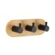 TENDANCE Čiviluk sa 3 kukice 3M 3.5x13.5x3.5cm, bambus/metal crna - 9062237