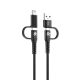 CELLY Kabl za telefon 4u1 USB-C na USB-C sa USB-A i Lightning nastavcima, crna - USBC4IN1BK
