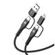 CELLY Kabl za telefon 4u1 USB-C na USB-C sa USB-A i Lightning nastavcima, crna - USBC4IN1BK