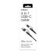CELLY Kabl za telefon 4u1 USB-C na USB-C sa USB-A i Lightning nastavcima, crna - USBC4IN1BK