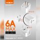 MOXOM Adapter univerzalni 3u1 MX-HC41 6A, bela - AD451