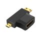 Adapter Mini HDMI + Micro HDMI (muski) na HDMI (zenski) 1.4 4K 30Hz (OTN-HD708) Onten - EP2943656