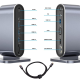 Adapter Type C na LAN Gb, SD card, TF, PD, Type C, 4xUSB 3.0, Audio, HDMI i VGA 12 u 1 sa postoljem - 207960