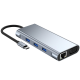Adapter Type C na LAN Gb, SD card, TF, Type C, 3xUSB 3.0, Audio, HDMI i VGA 10 u 1 20cm kabl - 207957-1