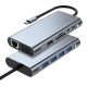 Adapter Type C na LAN Gb, SD card, TF, Type C, 4xUSB 3.0, Audio, HDMI i VGA 11 u 1 20cm kabl - 207963-1