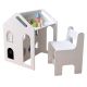 Dečiji radni sto KINDER HOME sa stolicom, policom i tablom, Montesori sto , beli, puno drvo - EP3231431