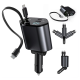 Auto punjač C1 4u1 PD 3A, USB 2.4A 120W (total) sa Type C/lightning kablom tamno sivi - 216087-1