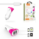 Auto punjac LDNIO C332 dual USB 3.4A sa iPhone lightning kablom pink - 40923-1