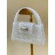 AZIBI Ženska torba od kristalnih perli HERA mini, mlečna - 68-1