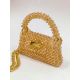 AZIBI Ženska torba od kristalnih perli Piccolina, zlatna sa lancem - 105-1-1-1
