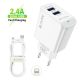 BAVIN Punjač 2.4A USB-A + kabl Lightning - 90049-1