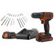 BLACK & DECKER Aku bušilica odvijač 18V 2 x 1,5 Ah BDCDC18K1BA sa setom pribora u koferu - BDCDC18K1BA