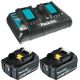 MAKITA Set baterija 2x BL1850B 18V/5.0Ah + Brzi punjač sa dva porta - BL1850BX2+DUPLI