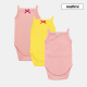 Mafimi Pamučni Bodići na bretele za bebe i decu set od 3 - roze, žuta, puder - P-1196