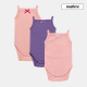 Mafimi Pamučni Bodići na bretele za bebe i decu set od 3 - roze, ljubičasta, puder - P-1195