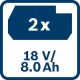 BOSCH Set 2 x PROCORE 18V 8,0Ah + GAL 18V-160 C Power Boost punjač (1600A016GP) - 1600A016GP