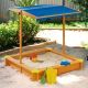 KINDER HOME Dečiji drveni peščanik KINDER HOME, sa podesivim, vodootpornim poklopcem anti-UV 30 - C088