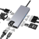 Adapter Stars Solutions USB-C na HDMI/VGA/USB/SD/TF/LAN/PD sivi - EP2847924
