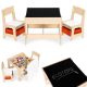 ECO TOYS Set dečji sto sa tablom za pisanje i stolice, svetlobraon - ZKC-1C
