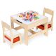 ECO TOYS Set dečji sto sa tablom za pisanje i stolice, svetlobraon - ZKC-1C