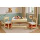 ECO TOYS Set dečji sto sa tablom za pisanje i stolice, svetlobraon - ZKC-1C