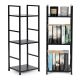 MODERNHOME Drvena polica sa metalnim loft okvirom, 3 nivoa, crna - - EP3003361