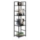 MODERNHOME Drvena polica sa metalnim loft okvirom, 4 nivoa, crna - - EP3003367