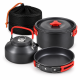 Set posuđa za kampovanje, sklopivi, aluminijum, sivi sa crvenim detaljima - EP3286098