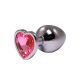 Srednji metalni analni dildo srce sa rozim dijamantom - ft001045
