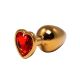 Veliki zlatni analni dildo srce sa crvenim dijamantom - ft001049b
